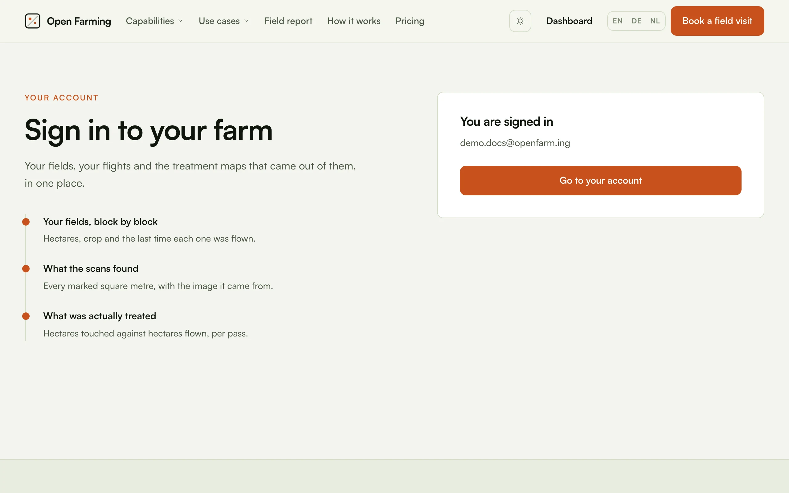 The sign-in page